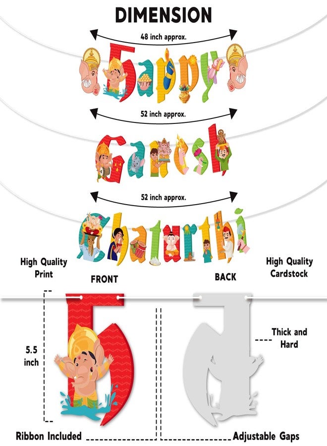 Festiko®Ganesh chaturthi Decoration for Ganesh chaturthi Party Decoration,Ganesh Festival Decorations, Party Supplies 1 Pc Banner - Image 2